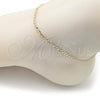 Oro Laminado Basic Anklet, Gold Filled Style Curb Design, Diamond Cutting Finish, Golden Finish, 04.213.0086.10