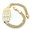 Oro Laminado ID Bracelet, Gold Filled Style Elephant Design, Polished, Golden Finish, 03.63.1917.08