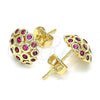 Oro Laminado Stud Earring, Gold Filled Style with Ruby Micro Pave, Polished, Golden Finish, 02.156.0454.1