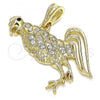 Oro Laminado Fancy Pendant, Gold Filled Style with White Crystal, Polished, Golden Finish, 05.351.0118