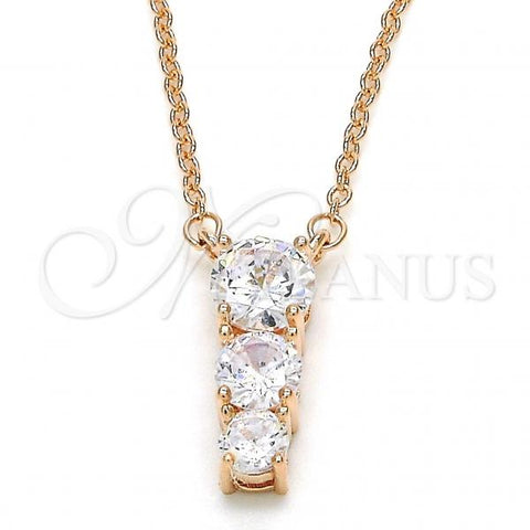 Sterling Silver Pendant Necklace, with White Cubic Zirconia, Polished, Rose Gold Finish, 04.336.0058.1.16