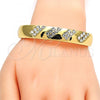 Gold Tone Individual Bangle, with White Crystal, Polished, Golden Finish, 07.252.0012.05.GT (12 MM Thickness, Size 5 - 2.50 Diameter)