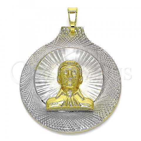 Oro Laminado Religious Pendant, Gold Filled Style Diamond Cutting Finish, Tricolor, 05.253.0161