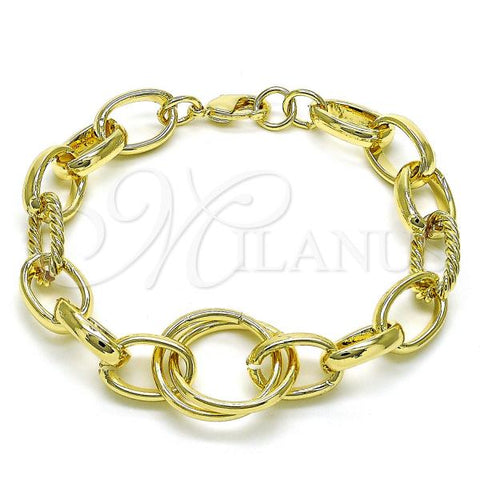 Oro Laminado Fancy Bracelet, Gold Filled Style Rolo Design, Polished, Golden Finish, 03.331.0279.08