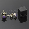 Oro Laminado Stud Earring, Gold Filled Style Star Design, Purple Enamel Finish, Golden Finish, 02.64.0305 *PROMO*