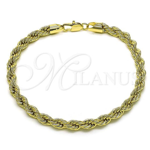 Oro Laminado Basic Anklet, Gold Filled Style Rope Design, Polished, Golden Finish, 04.213.0206.10