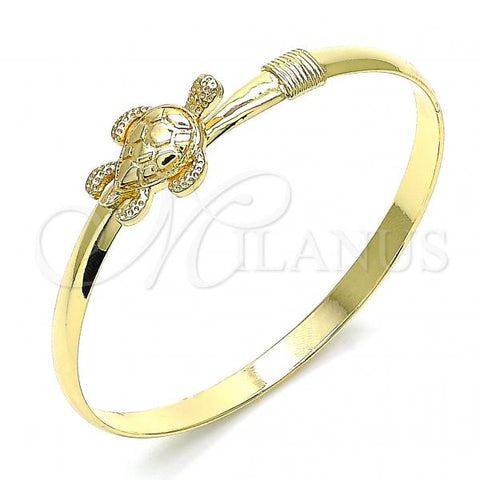 Oro Laminado Individual Bangle, Gold Filled Style Turtle Design, Polished, Golden Finish, 07.192.0015.1.04 (05 MM Thickness, Size 4 - 2.25 Diameter)