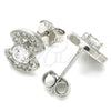 Sterling Silver Stud Earring, with White Cubic Zirconia, Polished, Rhodium Finish, 02.369.0006