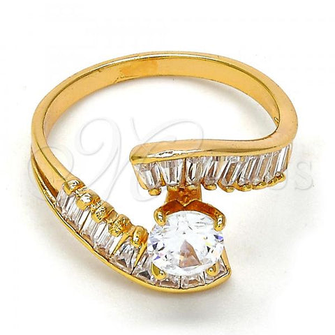 Oro Laminado Multi Stone Ring, Gold Filled Style with White Cubic Zirconia, Polished, Golden Finish, 01.213.0001.07 (Size 7)