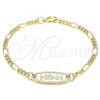 Oro Laminado ID Bracelet, Gold Filled Style Buffalo Design, Polished, Golden Finish, 03.63.2156.06