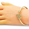 Oro Laminado Individual Bangle, Gold Filled Style Butterfly Design, with White Micro Pave and White Cubic Zirconia, Polished, Golden Finish, 07.381.0006