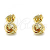 Oro Laminado Stud Earring, Gold Filled Style Love Knot Design, Polished, Golden Finish, 02.63.2703