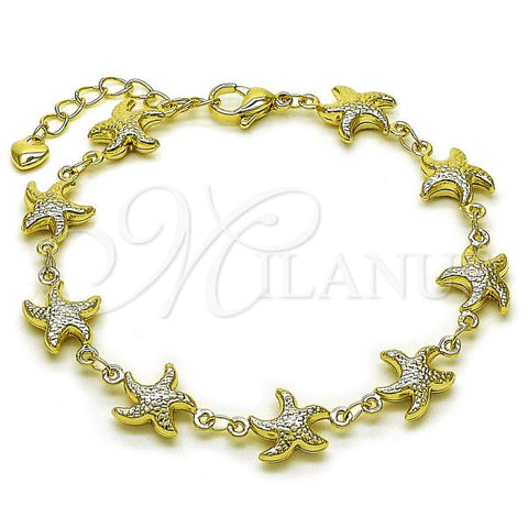 Oro Laminado Fancy Bracelet, Gold Filled Style Star and Hollow Design, Polished, Golden Finish, 03.213.0336.07