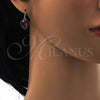 Rhodium Plated Dangle Earring, Heart Design, with Amethyst Swarovski Crystals, Polished, Rhodium Finish, 02.239.0003.7