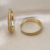 Oro Laminado Huggie Hoop, Gold Filled Style with White Micro Pave, Polished, Golden Finish, 02.204.0005.35