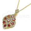 Oro Laminado Pendant Necklace, Gold Filled Style with Garnet Cubic Zirconia and White Micro Pave, Polished, Golden Finish, 04.346.0018.2.20