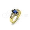 Oro Laminado Multi Stone Ring, Gold Filled Style Cluster Design, with Sapphire Blue Cubic Zirconia and White Micro Pave, Polished, Golden Finish, 01.284.0106.3