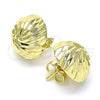 Oro Laminado Stud Earring, Gold Filled Style Diamond Cutting Finish, Golden Finish, 02.100.0055.3