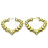 Oro Laminado Large Hoop, Gold Filled Style Heart Design, Polished, Golden Finish, 02.170.0430.50