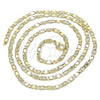 Oro Laminado Basic Necklace, Gold Filled Style Mariner Design, Diamond Cutting Finish, Golden Finish, 04.213.0242.24