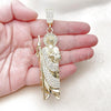 Oro Laminado Religious Pendant, Gold Filled Style San Judas Design, with White Crystal, Polished, Golden Finish, 05.411.0062