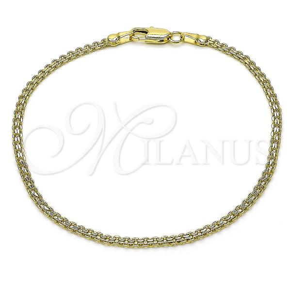 Oro Laminado Basic Bracelet, Gold Filled Style Bismark Design, Diamond Cutting Finish, Golden Finish, 04.213.0066.07