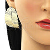 Oro Laminado Stud Earring, Gold Filled Style Leaf Design, Polished, Golden Finish, 02.213.0404