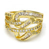 Oro Laminado Multi Stone Ring, Gold Filled Style with White Cubic Zirconia and White Micro Pave, Polished, Golden Finish, 01.99.0024.09 (Size 9)