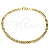 Oro Laminado Basic Anklet, Gold Filled Style Miami Cuban Design, Polished, Golden Finish, 5.223.012.10
