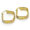 Oro Laminado Medium Hoop, Gold Filled Style Diamond Cutting Finish, Tricolor, 02.100.0065.1.30