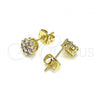 Oro Laminado Stud Earring, Gold Filled Style with Pink Cubic Zirconia, Polished, Golden Finish, 02.213.0358