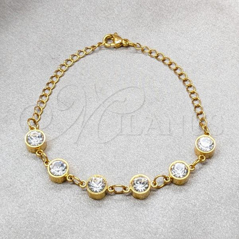 Stainless Steel Fancy Bracelet, with White Crystal, Polished, Golden Finish, 03.63.22125.08