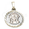 Oro Laminado Religious Pendant, Gold Filled Style Jesus Design, Diamond Cutting Finish, Tricolor, 05.163.0039.1