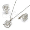 Sterling Silver Earring and Pendant Adult Set, with White Cubic Zirconia, Polished, Rhodium Finish, 10.175.0028