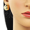 Oro Laminado Stud Earring, Gold Filled Style Ball Design, Polished, Golden Finish, 02.385.0050