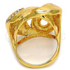 Oro Laminado Multi Stone Ring, Gold Filled Style Greek Key Design, with White Crystal, Polished, Golden Finish, 01.241.0009.08 (Size 8)