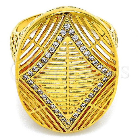 Oro Laminado Multi Stone Ring, Gold Filled Style with White Cubic Zirconia, Polished, Golden Finish, 01.118.0051.08 (Size 8)