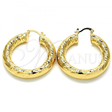 Oro Laminado Medium Hoop, Gold Filled Style Diamond Cutting Finish, Golden Finish, 02.261.0068.40