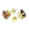 Oro Laminado Stud Earring, Gold Filled Style with Garnet Cubic Zirconia, Polished, Golden Finish, 5.128.021.3