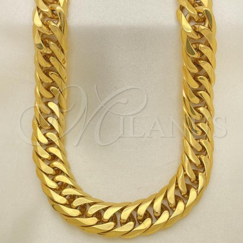 Stainless Steel Basic Necklace, Miami Cuban Design, Polished, Golden Finish, 04.257.0013.30
