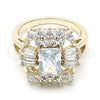 Oro Laminado Multi Stone Ring, Gold Filled Style with White Cubic Zirconia, Polished, Golden Finish, 01.210.0102.07 (Size 7)