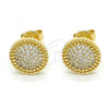 Oro Laminado Stud Earring, Gold Filled Style with White Cubic Zirconia, Polished, Golden Finish, 02.156.0272