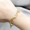 Stainless Steel Solid Bracelet, Butterfly and Heart Design, with White Crystal, Polished, Golden Finish, 03.63.22982.08