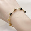 Oro Laminado Individual Bangle, Gold Filled Style Heart Design, Polished, Golden Finish, 07.170.0050