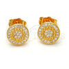 Oro Laminado Stud Earring, Gold Filled Style with White Micro Pave, Polished, Golden Finish, 02.282.0007