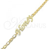 Oro Laminado Fancy Bracelet, Gold Filled Style Nameplate Design, Polished, Golden Finish, 03.63.1977.08