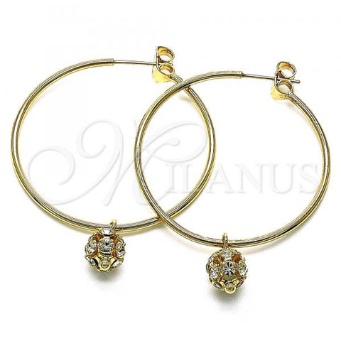 Oro Laminado Medium Hoop, Gold Filled Style with White Crystal, Polished, Golden Finish, 02.63.2736.2.40