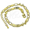 Oro Laminado Fancy Anklet, Gold Filled Style Mariner and Dolphin Design, Polished, Golden Finish, 03.63.2276.10