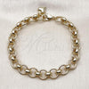 Oro Laminado Fancy Bracelet, Gold Filled Style Heart Design, Polished, Golden Finish, 03.331.0327.08