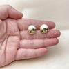 Oro Laminado Stud Earring, Gold Filled Style Hollow Design, Polished, Golden Finish, 02.163.0347